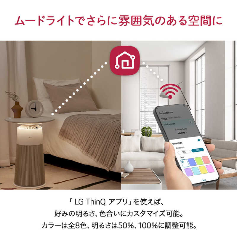 LG LG マルチ機能空気清浄機 LG PuriCare AeroFurniture ラウンドローズ  空気清浄:12畳まで PM2.5対応  AS207PRU0 AS207PRU0
