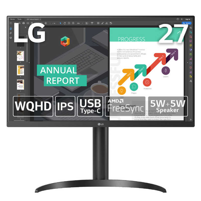 LG LG ワイドPCモニター ［27型 /WQHD(2560×1440) /ワイド］ ブラック 27QN850-B 27QN850-B