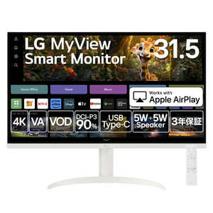 USB-C接続 PCモニター MyView Smart Monitor ［31.5型 /4K(3840×2160) /ワイド］ LG MyView Smart Monitor 32SR75U-W