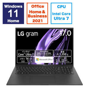 LG ノートパソコン gram [ 17型 / Win11 Home / Core Ultra 7 / メモリ16GB / Office ] 17Z90S-MA78J2