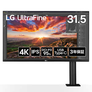 LG USB-C接続 PCモニター UltraFine Display Ergo ［31.5型 /4K(3840×2160) /ワイド］ 32UN880K-B