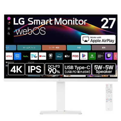 LGスマートモニター/27型/4K IPSパネル/27U730SA-W LG PCモニター Smart Monitor ［27型 / 4K(3840×2160) / ワイド