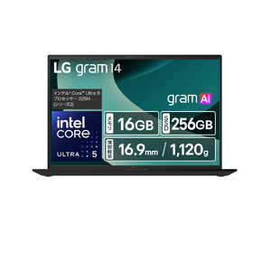 LG ノートパソコン gram 14 ［14.0型 /Win11 Home /Core Ultra 5 /メモリ：16GB /SSD：256GB /2025年2月モデル］ オブシディアンブラック 14Z90T-GA52J