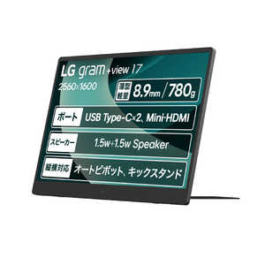 LG USB-C³Х˥ gram view 17 /WQXGA(25601600) /磻ɡ 󥷥С 17MT70