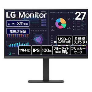 LG PC���j�^�[ �m27�^ / �t��HD(1920×1080) / ���C�h / 100Hz�n �u���b�N 27BF640B-B