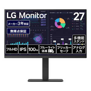 LG PC���j�^�[ �m27�^ / �t��HD(1920×1080) / ���C�h / 100Hz�n �u���b�N 27BF440B-B