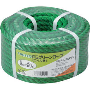 トラスコ中山 PEグリーンロープ 3つ打 線径9mmX長さ20m R920PEG トラスコ中山 PEグリーンロープ 3つ打 線径9mmX長さ20m R920PEG