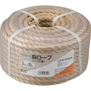 トラスコ中山 麻ロープ 3つ打 線径12mm×長さ30m R1230A トラスコ中山 麻ロープ 3つ打 線径12mm×長さ30m R1230A