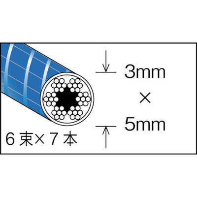 トラスコ中山 メッキ付ワイヤロープ PVC被覆タイプ φ3(5)mm×100m