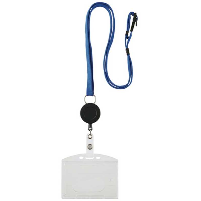 トラスコ中山 Trusco ストラップ付リｰルクリップ名札 ハｰド 2枚収納 青 Tnh H B Missionindira