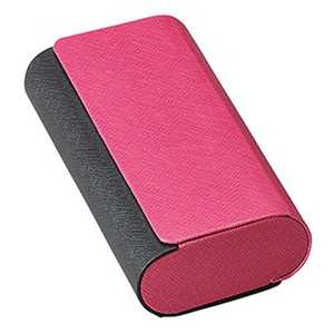 名古屋眼鏡 メガネケース メタルレザー2ピース ピンク×クロ 2401-01