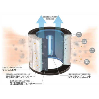 サンカ UV-C除菌空気清浄機 空気清浄:5畳まで PM2.5対応 ホワイト SAP