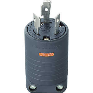明工社 接地2P20A引掛プラグ(L6-20)20A.250V(黒) MH7172B 明工社 接地2P20A引掛プラグ(L6-20)20A.250V(黒) MH7172B