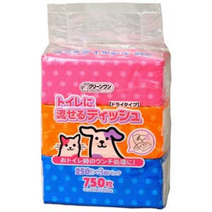 シーズイシハラ クリーンワン トイレに流せるティッシュ 250枚×3個パック シーズイシハラ クリーンワン トイレに流せるティッシュ 250枚×3個パック