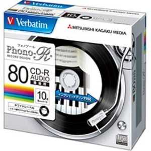 VERBATIMJAPAN 音楽用CD-R 80分 10枚 インクジェットプリンタ対応  MUR80PHW10V1