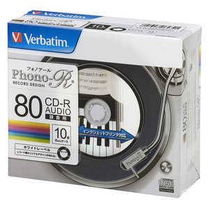 VERBATIMJAPAN 音楽用CD-R 80分 10枚 インクジェットプリンタ対応 MUR80PHW10V1