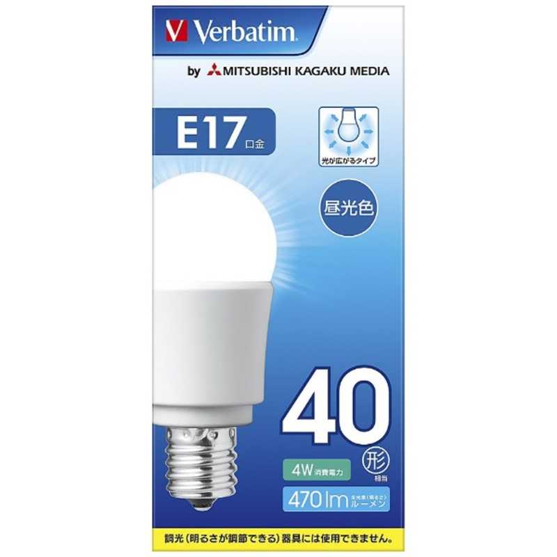 三菱ケミカルメディア 三菱ケミカルメディア LED電球 小形電球形 バーベイタム(Verbatim) [E17/昼光色/40W相当/一般電球形/広配光] LDA4D-E17-G/V1B LDA4D-E17-G/V1B
