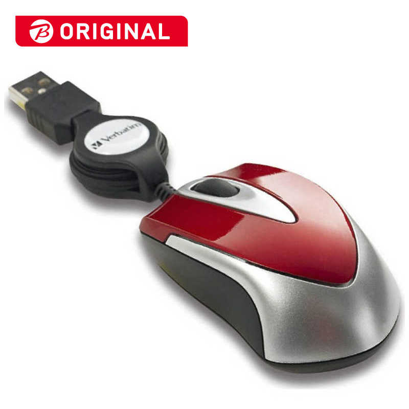 VERBATIMJAPAN VERBATIMJAPAN マウス 巻き取り式 [光学式 /有線 /3ボタン /USB] レッド MUSTORV3  MUSTORV3 