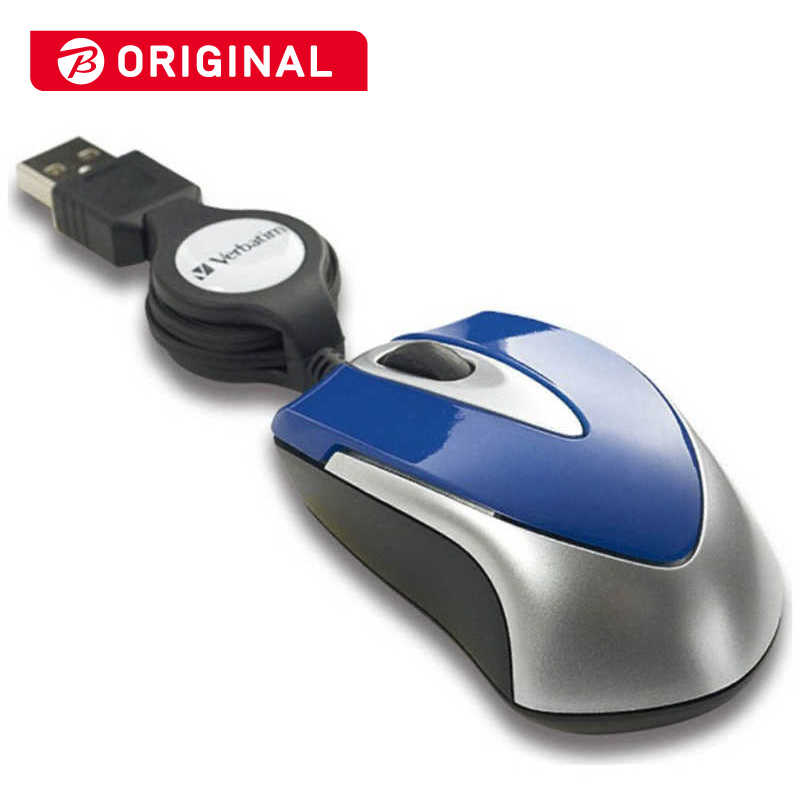 VERBATIMJAPAN VERBATIMJAPAN マウス 巻き取り式 [光学式 /有線 /3ボタン /USB] ブルー MUSTOBV3  MUSTOBV3 