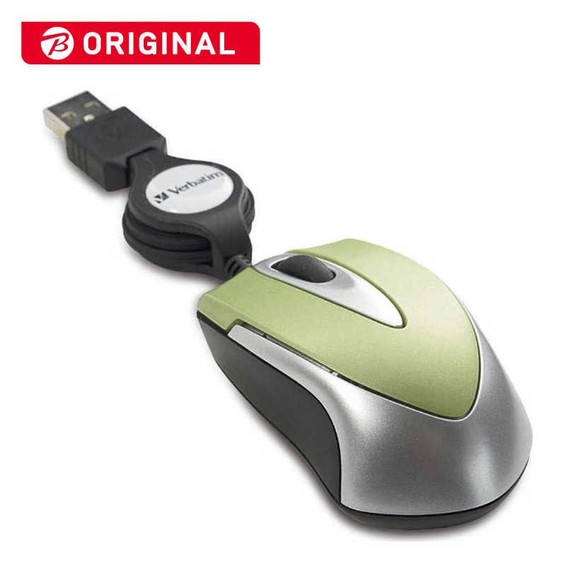VERBATIMJAPAN VERBATIMJAPAN マウス 巻き取り式 [光学式 /有線 /3ボタン /USB] グリーン MUSTOGV3  MUSTOGV3 