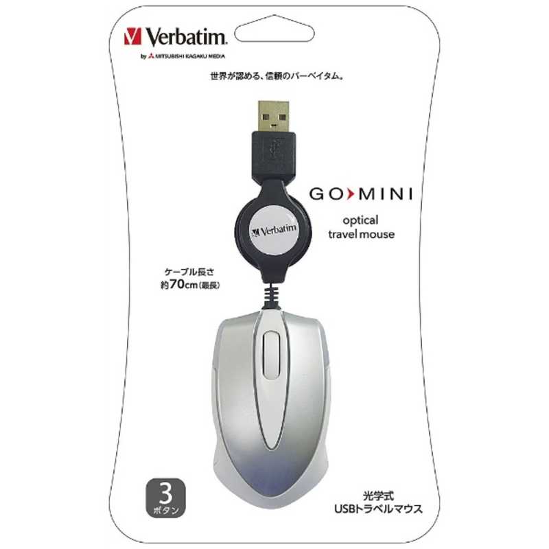 VERBATIMJAPAN VERBATIMJAPAN マウス 巻き取り式 [光学式 /有線 /3ボタン /USB] ホワイト MUSTOWV3  MUSTOWV3 