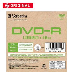 VERBATIMJAPAN 録画用DVD-R 1枚パック VHR12JP1V1-B