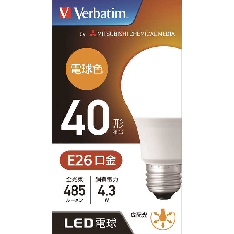 VERBATIMJAPAN VERBATIMJAPAN LED電球 バーベイタム(Verbatim) [E26/電球色/40W相当/一般電球形/広配光] LDA4L-G/LCV1 LDA4L-G/LCV1