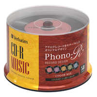 VERBATIMJAPAN 音楽用CD-R 50枚 カラーミックス スピンドル