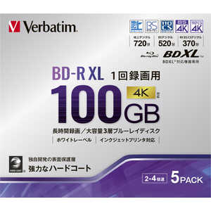 VERBATIMJAPAN インジェットプリント対応 録画用BD-R XL 100GB 5枚 VBR520YP5D3