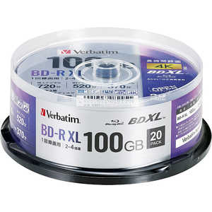 VERBATIMJAPAN 録画用BDR XL 20枚スピンドル 録画用BD?R ［20枚 /100GB /インクジェットプリンター対応］ VBR520YP20SD4