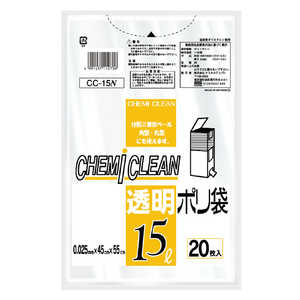 ケミカルジャパン 透明ポリ袋15L 20P ケミカルジャパン 透明ポリ袋15L 20P