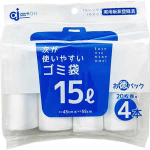 ケミカルジャパン 次が使いやすいお徳パック15L 20枚×4個 544 ケミカルジャパン 次が使いやすいお徳パック15L 20枚×4個 544