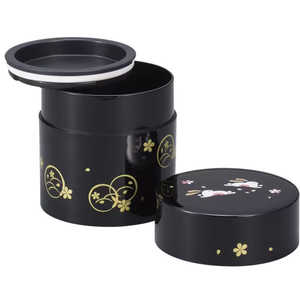 まえじゅう漆器 茶筒 黒 丸うさぎ 2L115 まえじゅう漆器 茶筒 黒 丸うさぎ 2L115
