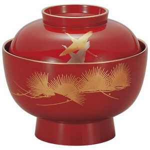 まえじゅう漆器 大名雑煮椀 飛翔 赤渕金 3T405 まえじゅう漆器 大名雑煮椀 飛翔 赤渕金 3T405