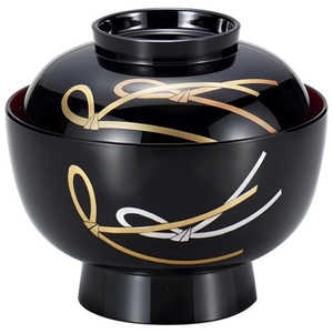 まえじゅう漆器 4.5雑煮椀 結び 黒内赤 3T420 まえじゅう漆器 4.5雑煮椀 結び 黒内赤 3T420