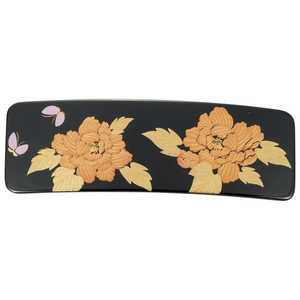 まえじゅう漆器 漆芸バレッタ長角(大) ぼたん (B) まえじゅう漆器 漆芸バレッタ長角(大) ぼたん (B)