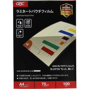 アコ・ブランズ・ジャパン ラミネートフィルム(A4サイズ用)100枚 LFM‐R075A4 アコ・ブランズ・ジャパン ラミネートフィルム(A4サイズ用)100枚 LFM‐R075A4