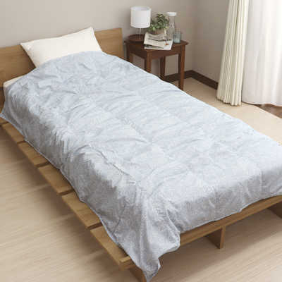 西川 ダウンケット　150×210cm 西川 ウォッシャブル ダウンケット 花柄 ブルー シングル(150×210cm
