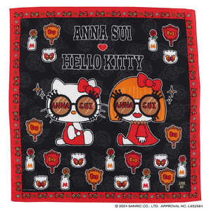 ブルーミング中西 ANNA SUI × HELLO KITTY プリントハンカチ 赤 ブルーミング中西 ANNA SUI × HELLO KITTY プリントハンカチ 赤