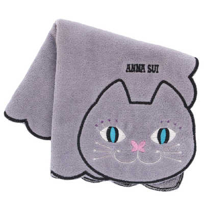 もっち商品 ブルーミング中西 アナスイ タオルハンカチ ネコ刺繍 109482-0008-04