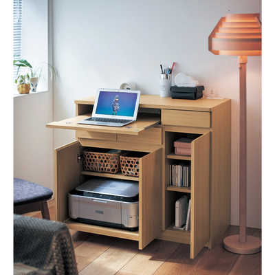 ベルメゾン プリンターも収納できるパソコンキャビネット・チェスト 幅