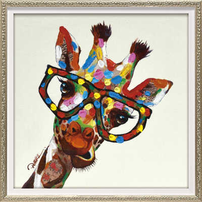 ユーパワー アート額 オイル ペイント アート「カラフル ジラフ(S