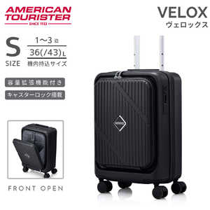 アメリカンツーリスター ストッパー付スーツケース PCポケット 14インチ対応 機内持ち込み Sサイズ ヴェロックス スピナー54 EXP ( VELOX ) ［TSAロック搭載］ ブラック UN8＊09001