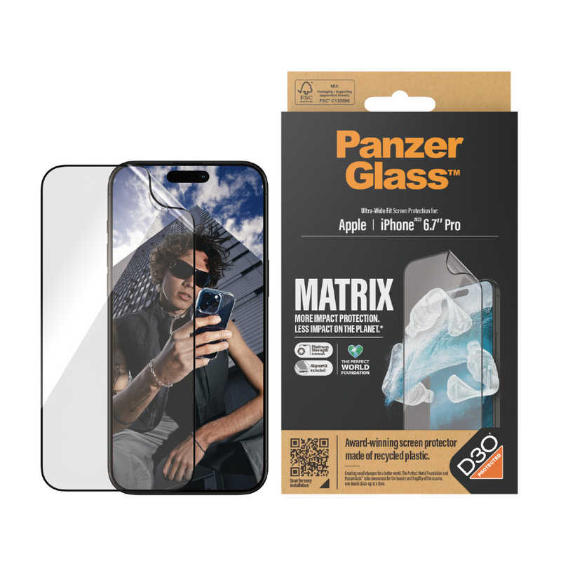 PANZERGLASS PANZERGLASS iPhone 15 Pro Max 282 UWF Matrix with D3O 治具付き 2820 2820
