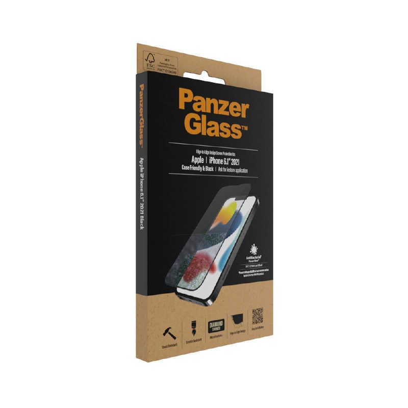 PANZERGLASS PANZERGLASS 保護ガラスフィルム 全面保護 クリア ブラック 抗菌 9H Mohs 7.0 〔iPHone 13 2眼・3眼兼用　6.1インチ〕  PRO2745 PRO2745