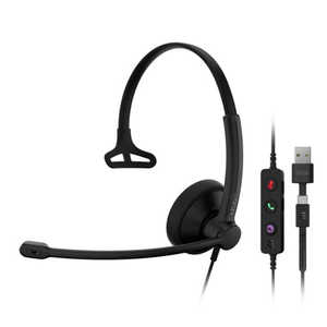 EPOS IMPACT 100 MS Mono USB-C�{A USB�Ў��w�b�h�Z�b�g �L�� ��y�ŉ��K �R�[���Z���^�[���� EPOS-1001419