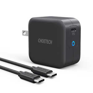 CHOETECH GaN USB PD 61W Type-C 急速 充電器+1.8m Type-C ケーブル セット ブラック Q6006-CC