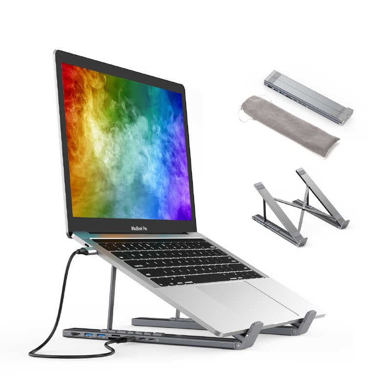 CHOETECH CHOETECH USB-Cハブ付きノートパソコンスタンド 7in1 ケース付き 折り畳み可能 6段階高さ調節 PD 100W 高速データ転送 HDMI USB3.0 USB-A Type-C 4K HUB-M48 HUB-M48