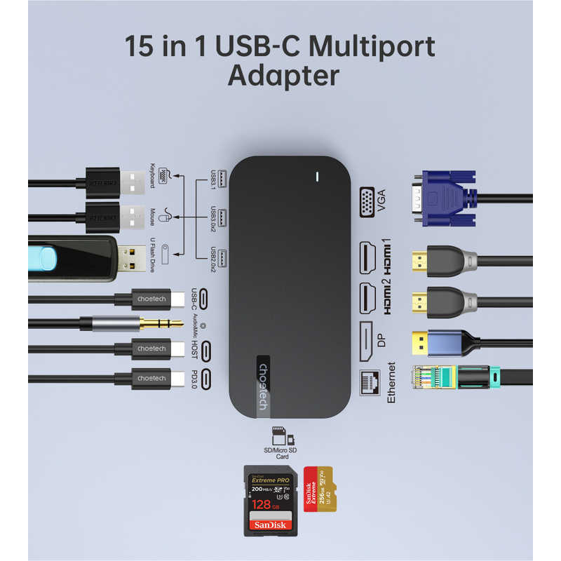CHOETECH CHOETECH 15-in-1 USB-C マルチポートデッキHUB HUB-M52 HUB-M52