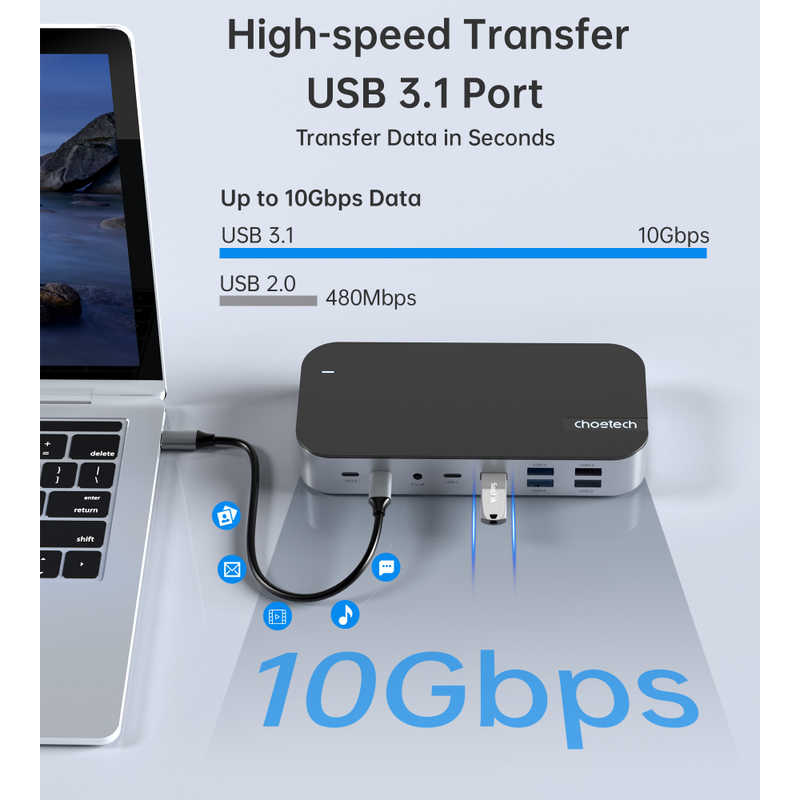 CHOETECH CHOETECH 15-in-1 USB-C マルチポートデッキHUB HUB-M52 HUB-M52